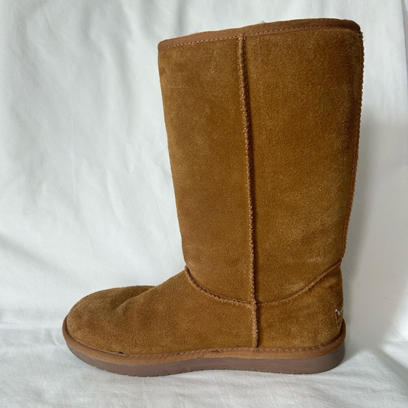 UGG Boots Koolaburra Suede Calf High Bows Tan Suede Winter Slip On (Runs Big 6) - Picture 9 of 15